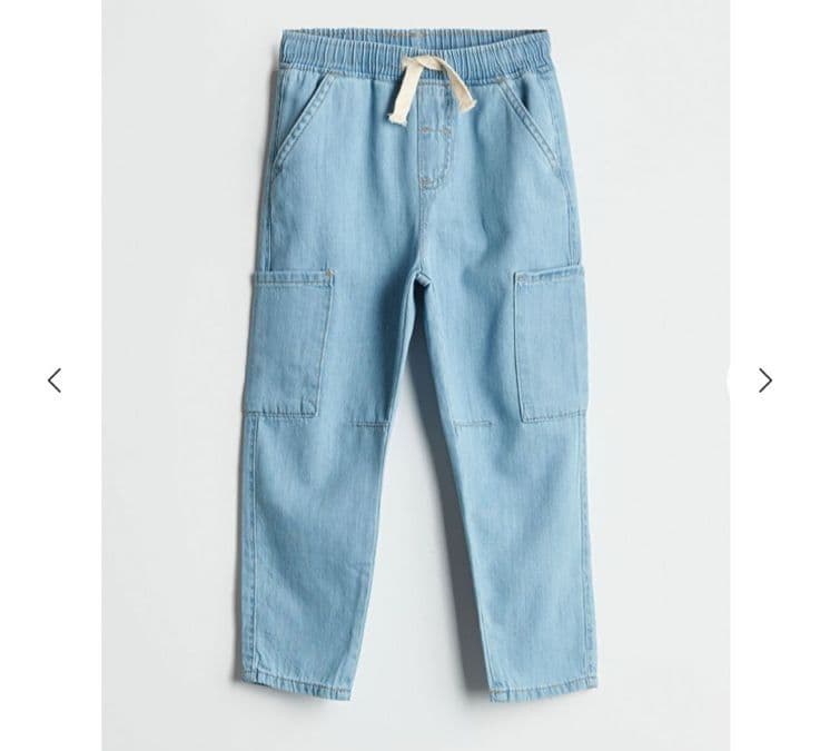 بنطلون جينز الو ربطة بيضا ٢-٣ سنين