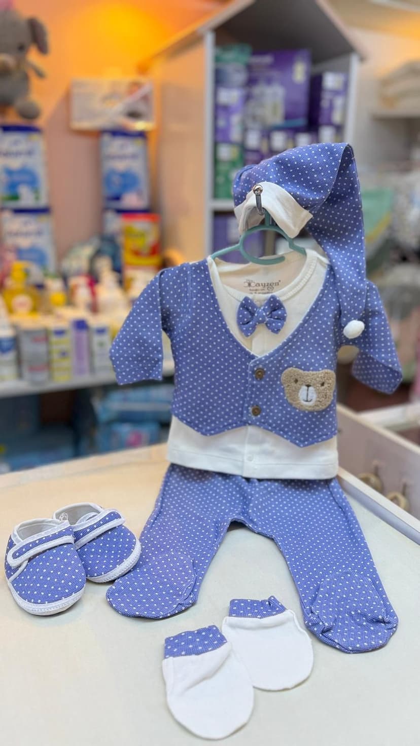 طقم نزلة ازرق ببيونة 3قطع