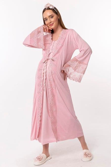 فستان نفاس مع روب لون زهر قياس لارج