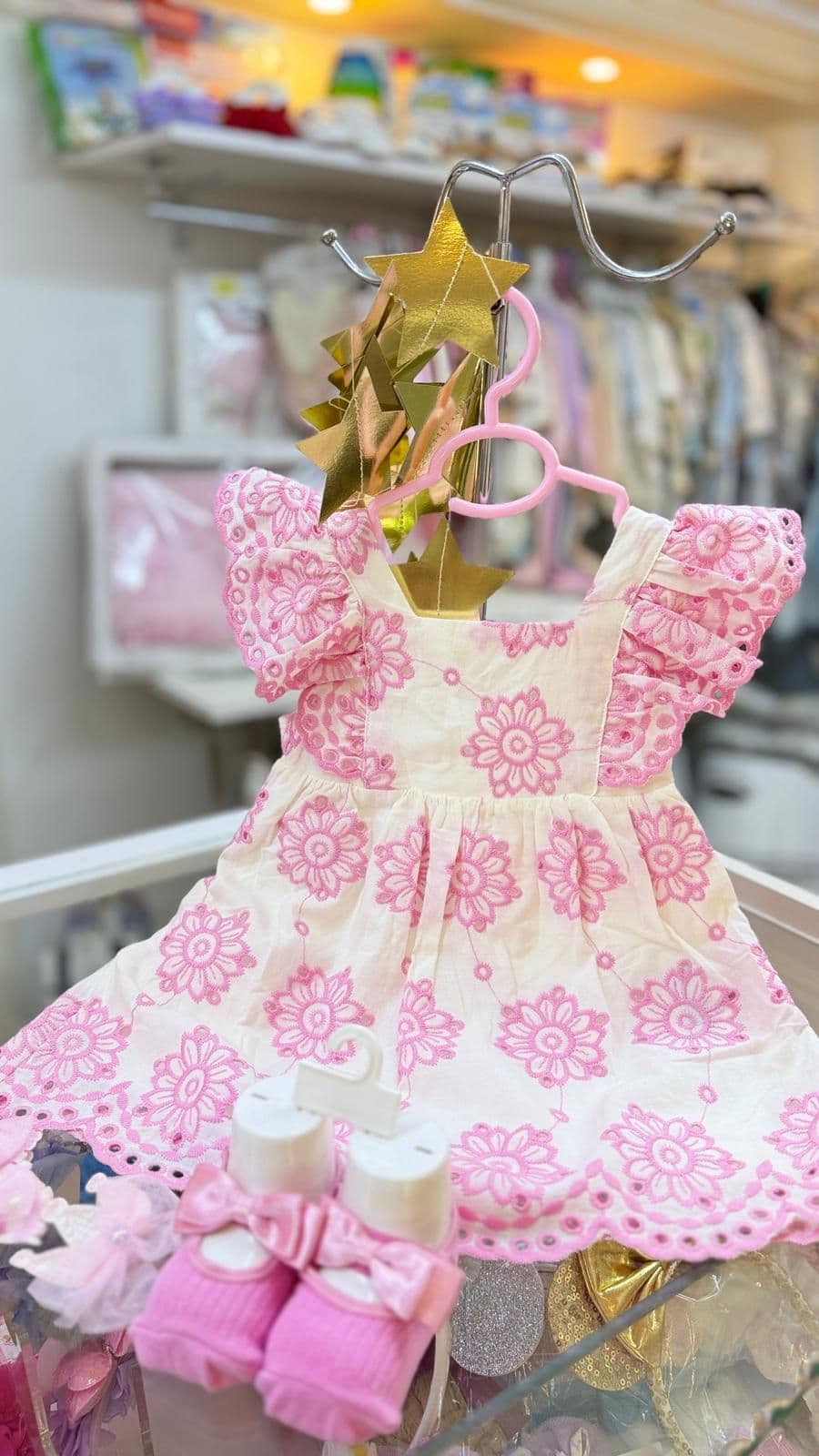 فستان سكري دانتيل مورد 6-9شهور