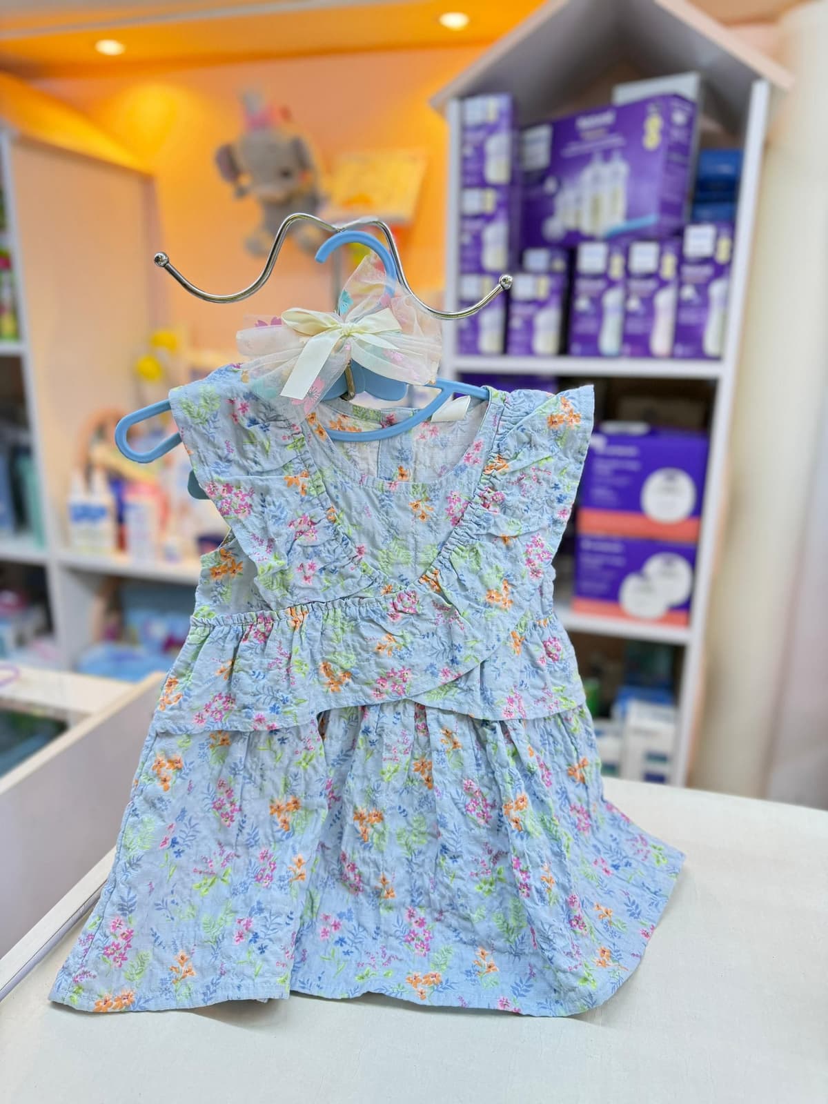 فستان مورد ازرق 9-12شهر