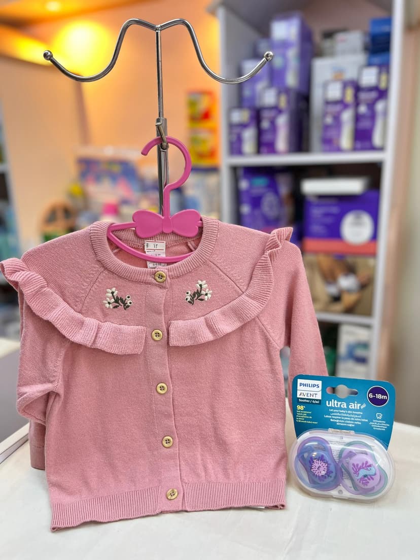 جاكيت بناتي صوف وردات دانتيل6-9شهور