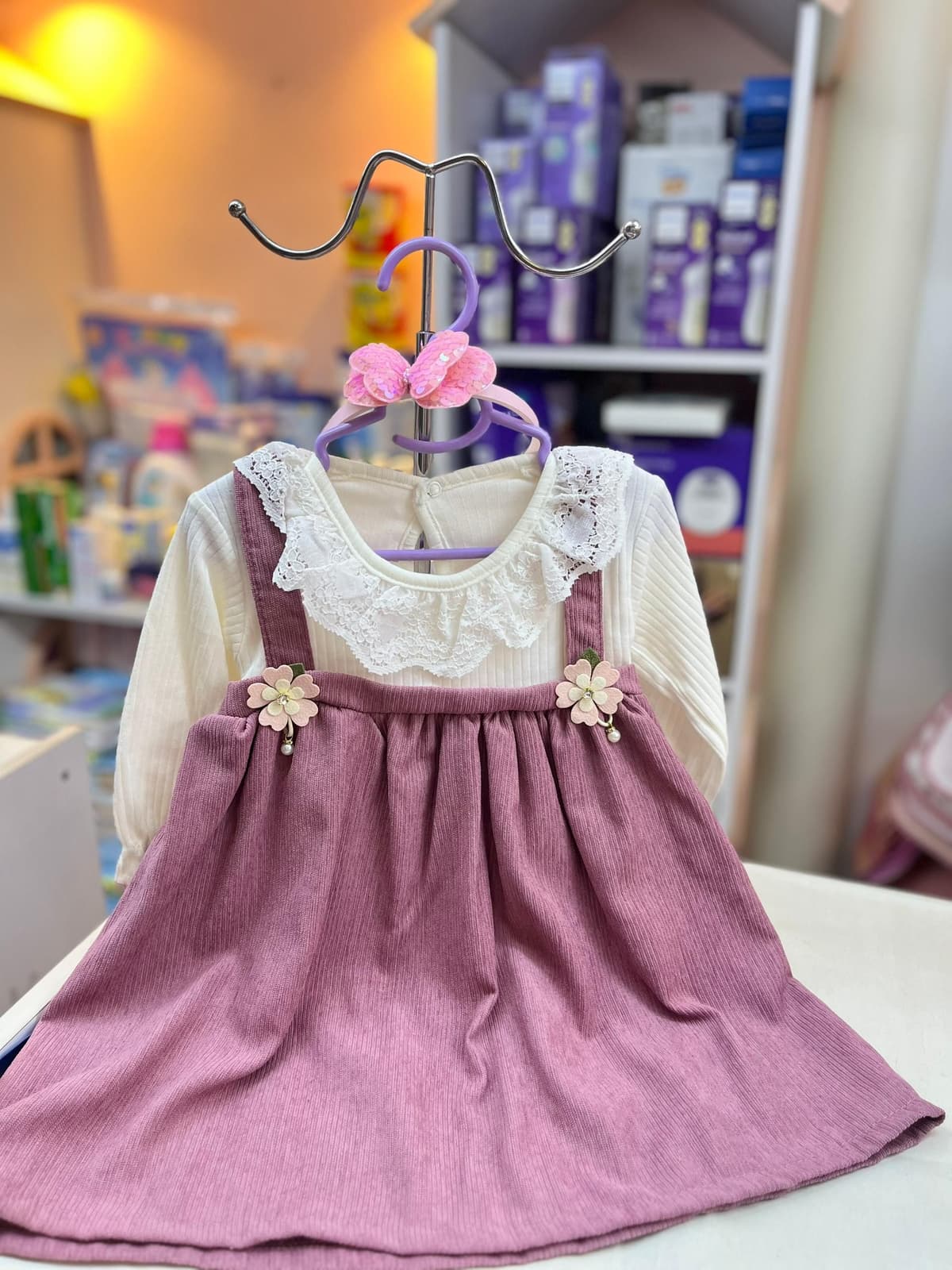 فستان توتي وسكري قبة دانتيل 24شهر