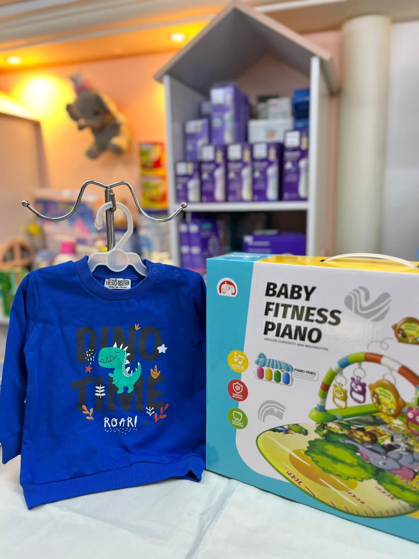 كنزة قطن زرقا ديناصور 6شهور