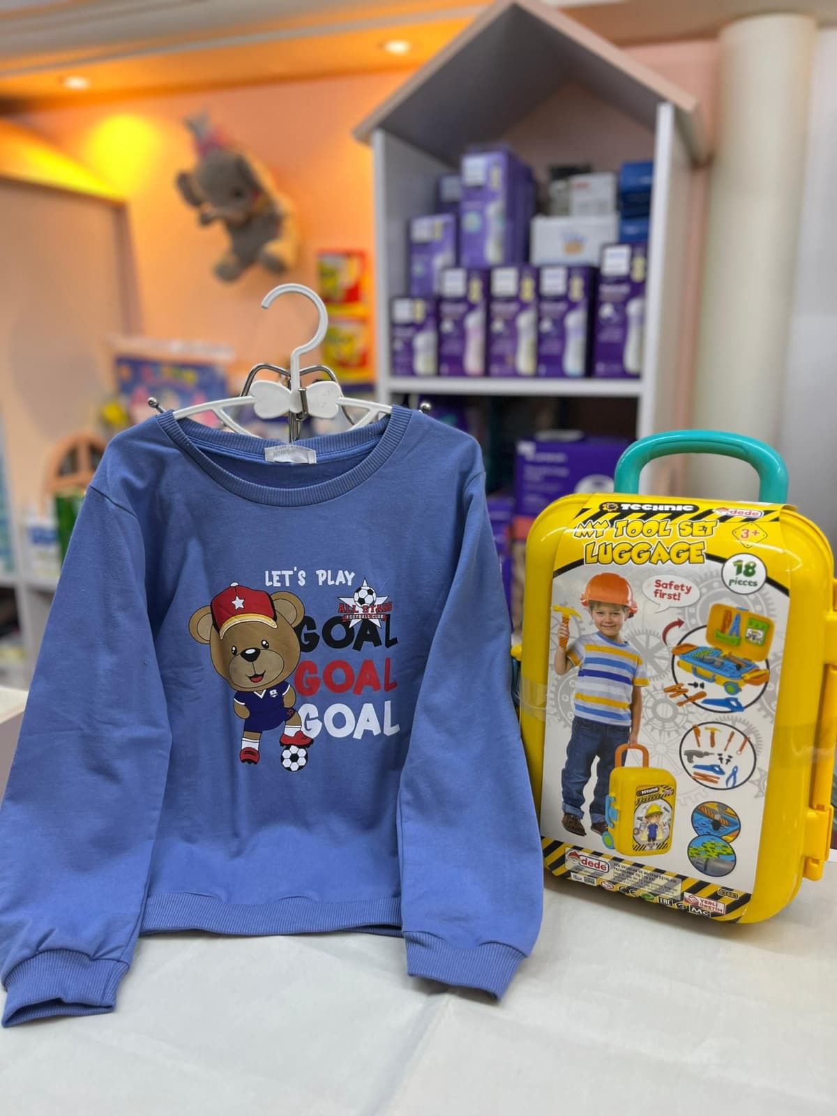 كنزة قطن زرقا دبدوب فوت بول  5سنين