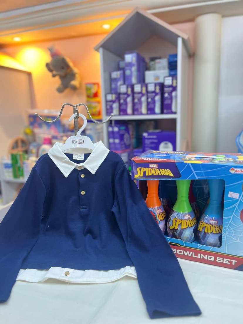 كنزة قطن كحلي قبة بيضا 4-5سنين