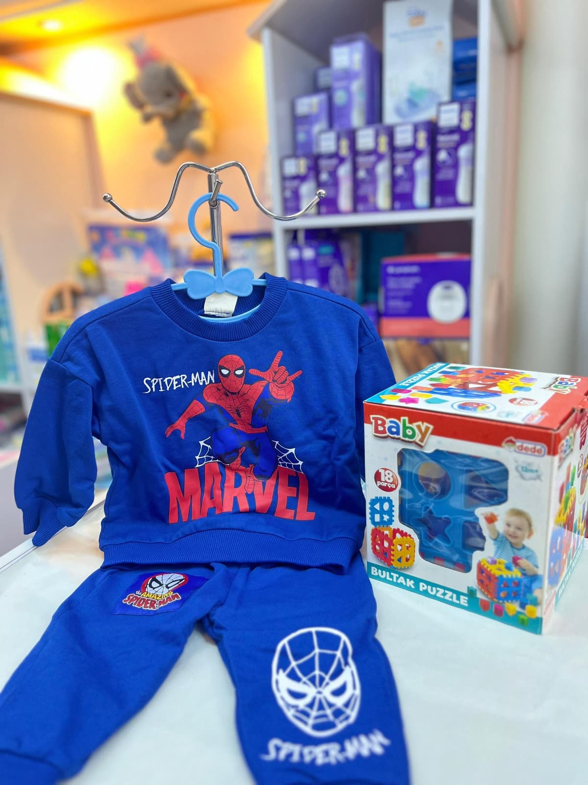 بجامة صبياني قطن زرقا سبايدرمان 9-12شهر