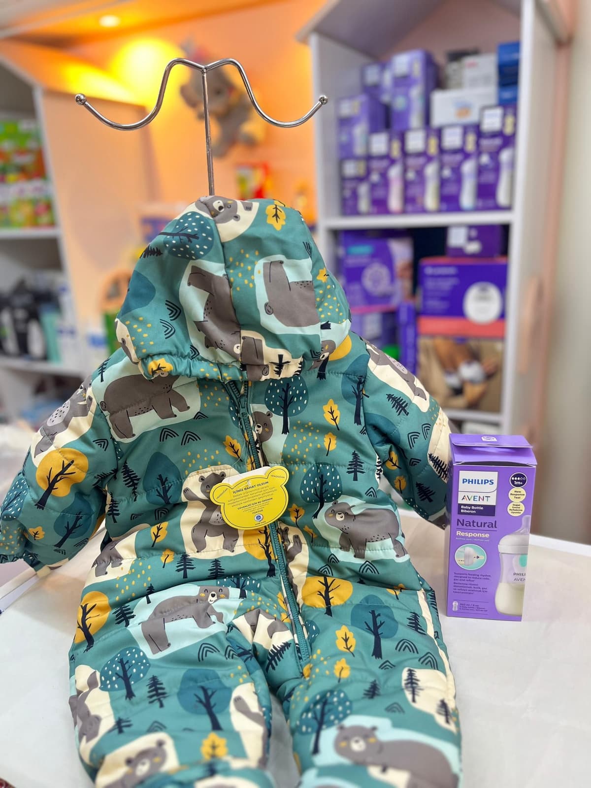 انوراك صبياني اخضر دب بني وتر بروف 9-12شهور