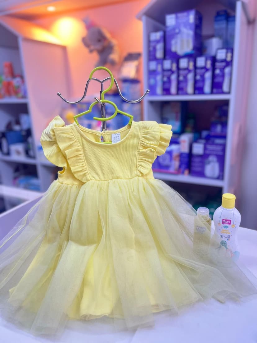 فستان اصفر سادة تول ١٨-٢٤