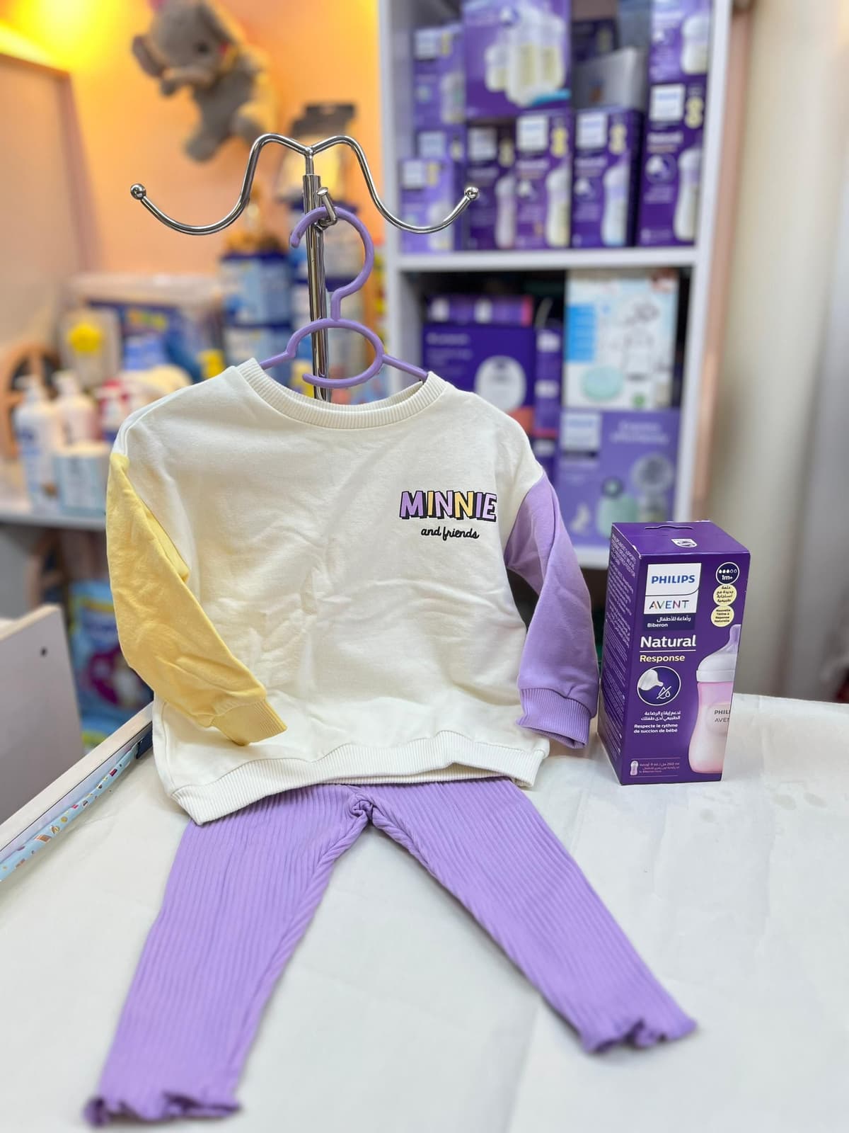 بجامة بناتي سكري وموف ميني ماوس 6-9شهور