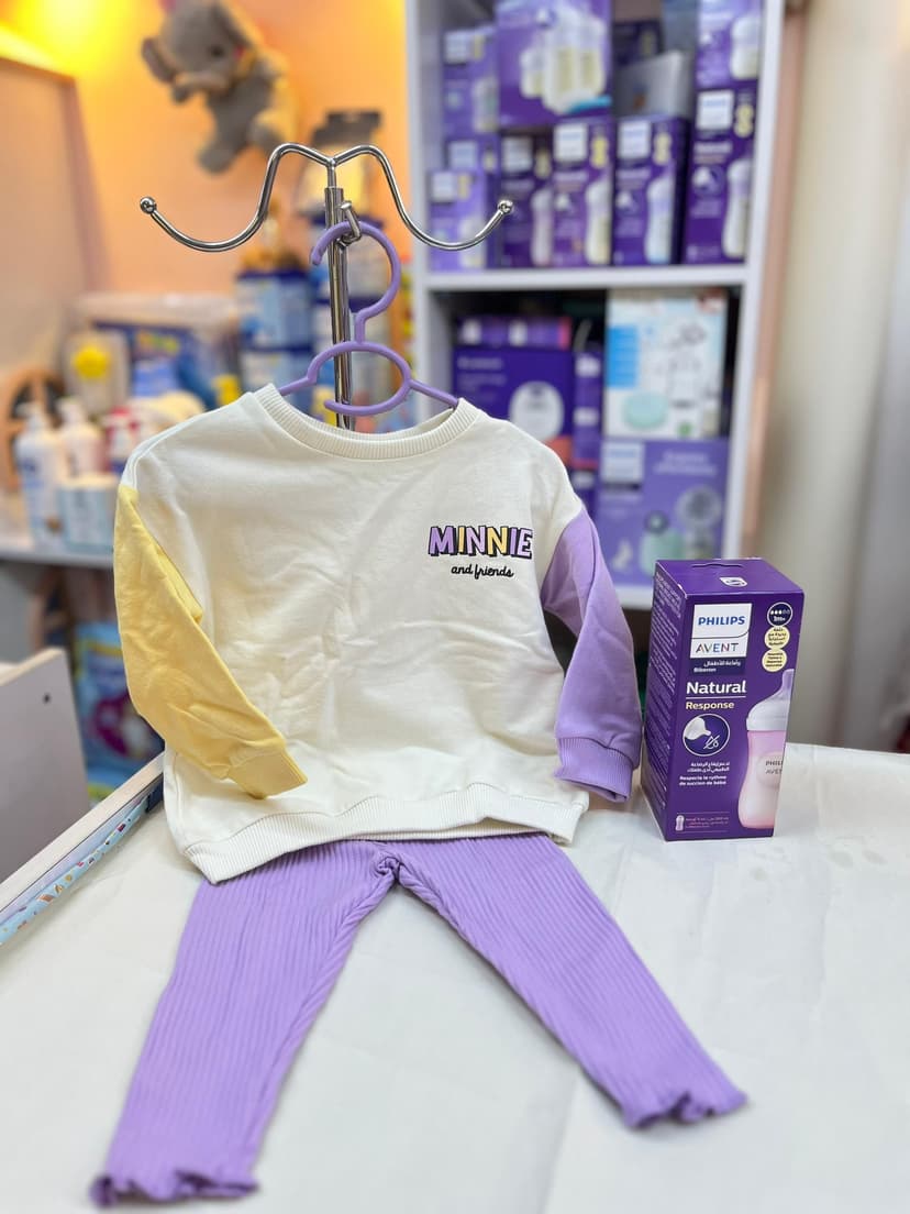بجامة بناتي سكري وموف ميني ماوس 6-9شهور