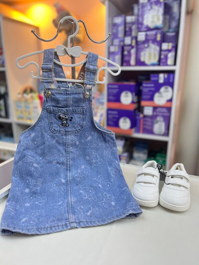 فستان جينز حفر 2-3سنين