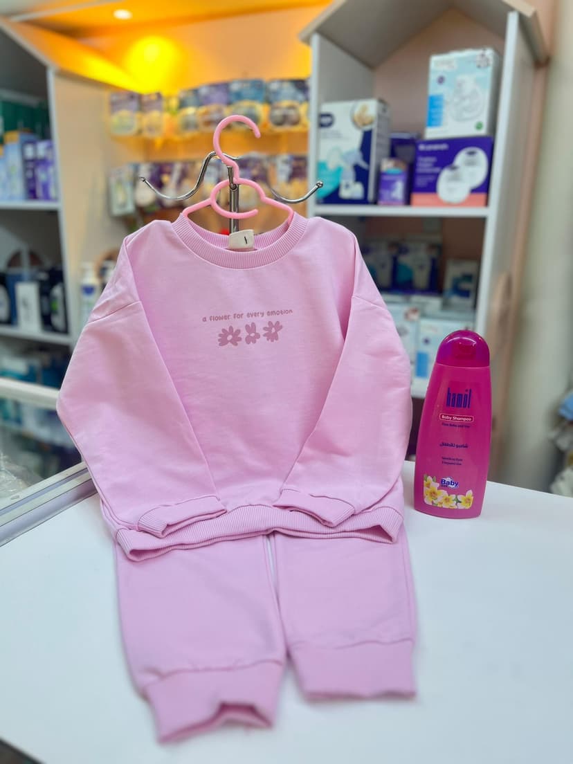 بجامة بناتي بينك فاتح سادة 24-36شهر