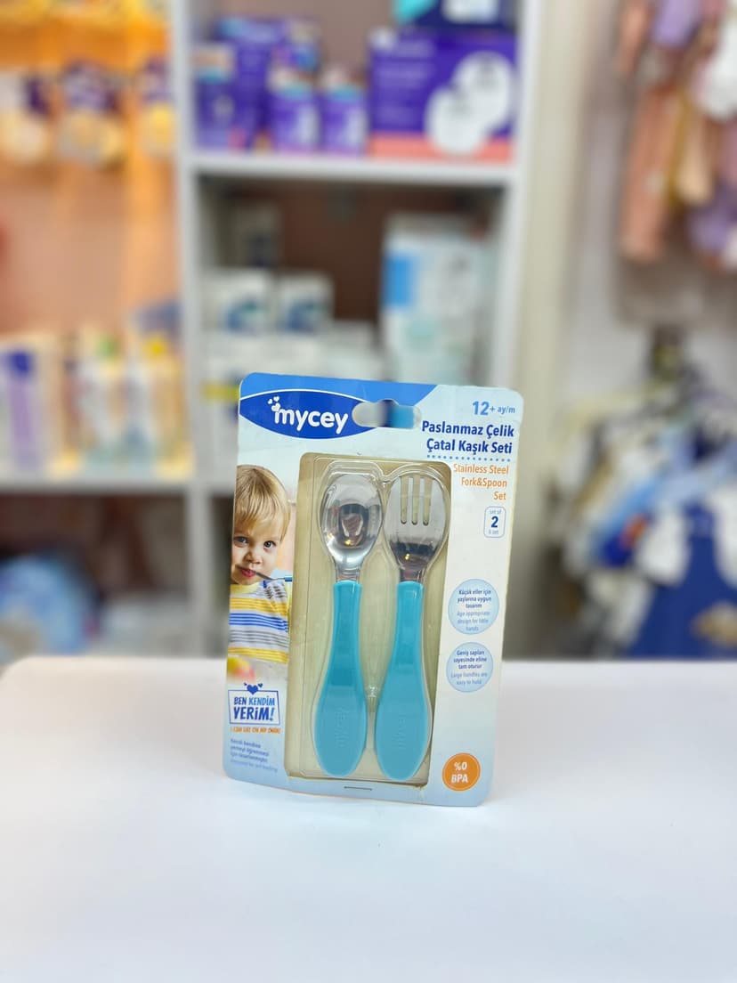 ملعقة وشوكة ازرق حديد