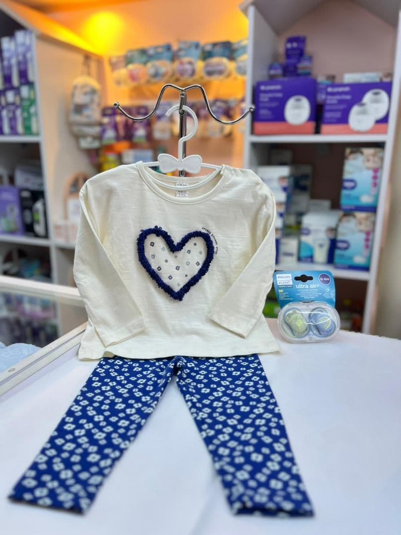 بجامة قلب ازرق3-6شهور
