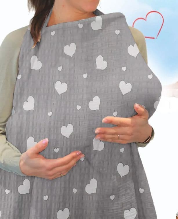 غطا رضاعة رمادي قلوب