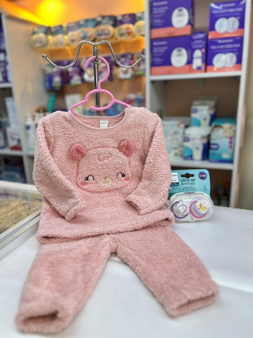 بجامة صوف بينك دبدوبة 6-9شهور