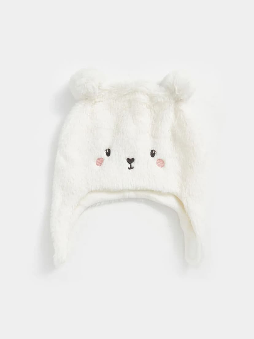 طاقية بيضا فرو 3-6سنين