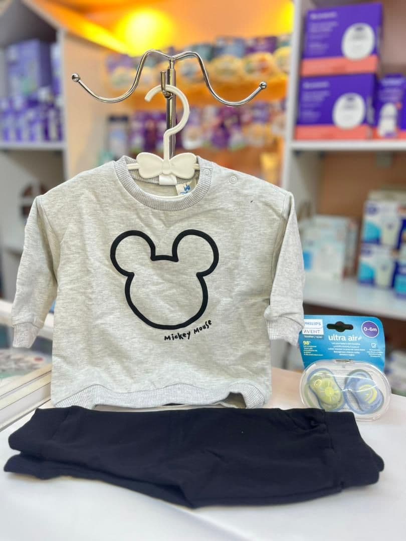 بجامة صبياني رمادي ميكي 3-6شهور