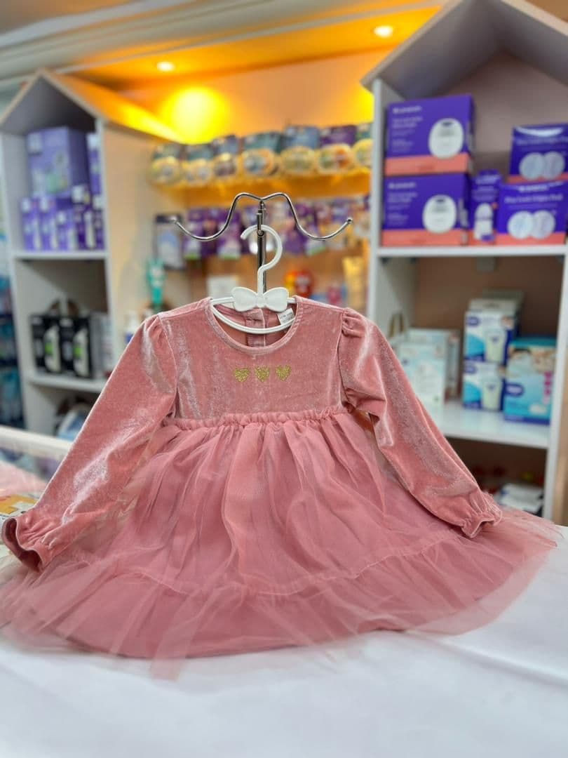 فستان مخمل دانتيل 12-18شهر