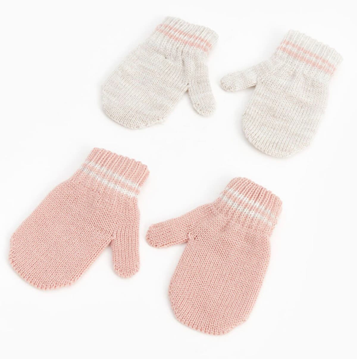 كفوف بناتي تفاحي ورمادي 0-18شهر