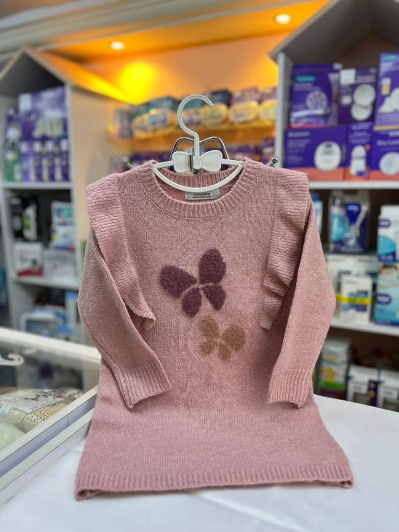 فستان سكري صوف فراشات 3-4سنين